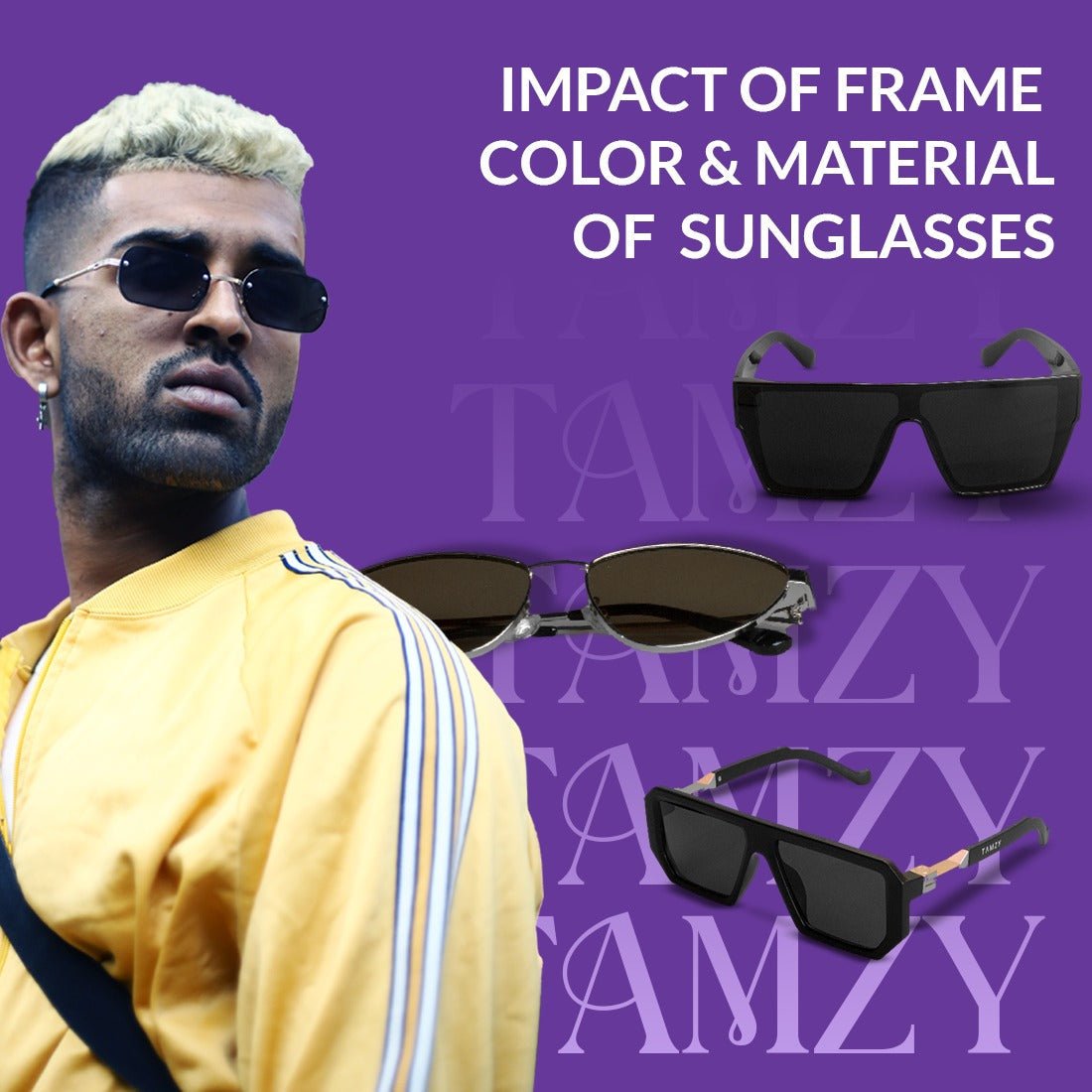 Impact of Frame Color and Material of Sunglasses for Round-Faced Men - Tamzy